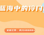超级蓝海中的冷门项目，文档工作，好玩又赚钱，月入10000+-第一资源库