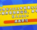 D1G馆长2023年收费990的抖音小程序变现新玩法，单号轻松日入200+-第一资源库