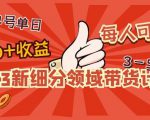 2023新细分领域带货计划:单号单日1000+收益不难,每人可操作3-5个账号-第一资源库
