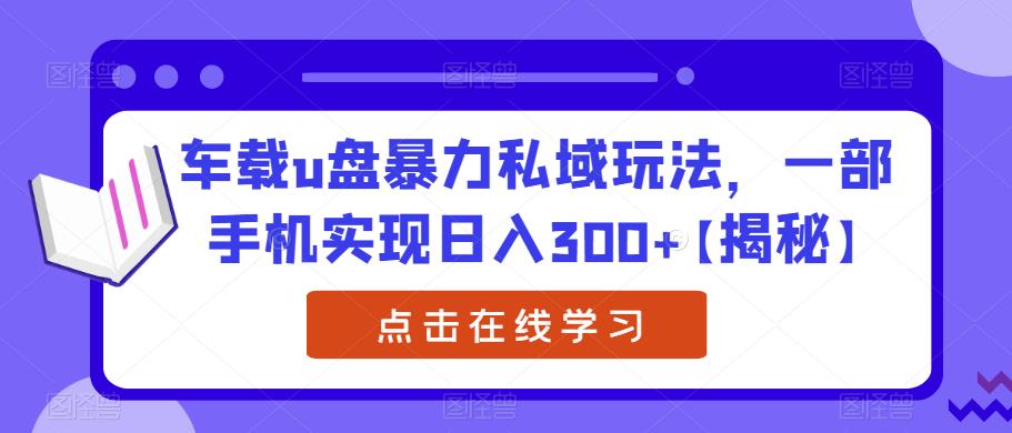 车载u盘暴力私域玩法，一部手机实现日入300+【揭秘】-第一资源库