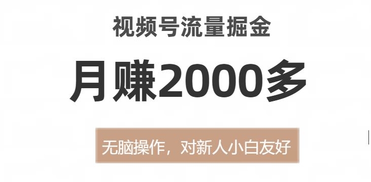 视频号流量掘金，无脑操作，对新人小白友好，月赚2000多【揭秘】-第一资源库