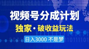 视频号分成计划,独家·破收益玩法,日入3000不是梦【揭秘】-第一资源库