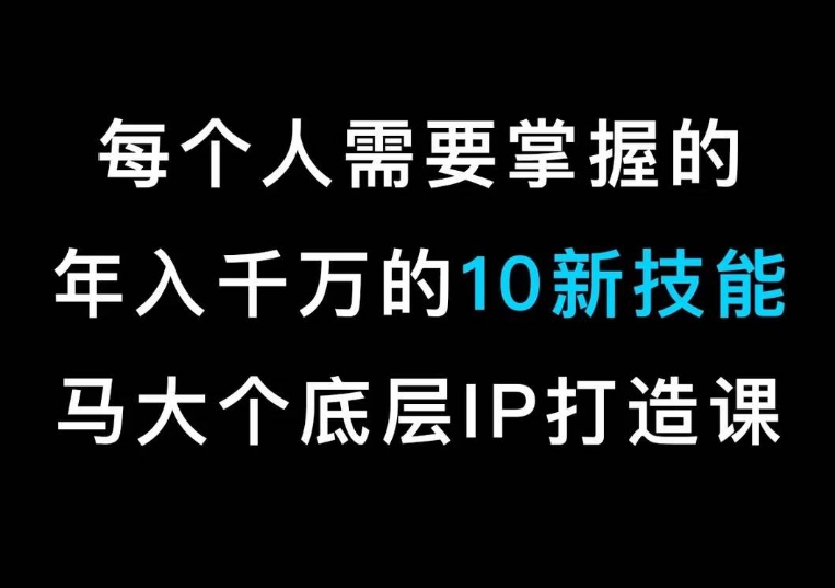 马大个的IP底层逻辑课,每个人需要掌握的年入千万的10新技能,约会底层IP打造方法!-第一资源库