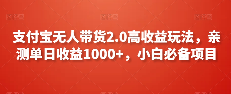 支付宝无人带货2.0高收益玩法,亲测单日收益1000+,小白必备项目【揭秘】-第一资源库