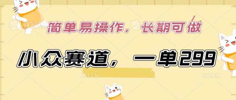 小众赛道,一单299.简单易操作,长期可做【揭秘】-第一资源库