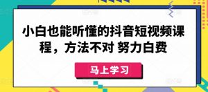 小白也能听懂的抖音短视频课程,方法不对 努力白费-第一资源库