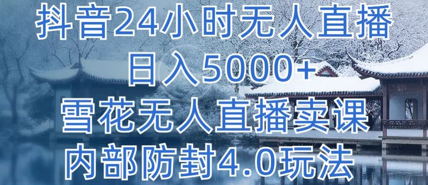 抖音24小时无人直播 日入5000+,雪花无人直播卖课,内部防封4.0玩法【揭秘】-第一资源库