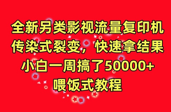 全新另类影视流量复印机，传染式裂变，快速拿结果，小白一周搞了50000+，喂饭式教程【揭秘】-第一资源库