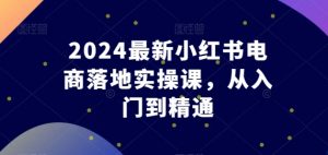 2024最新小红书电商落地实操课,从入门到精通-第一资源库