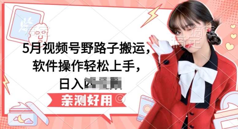 5月视频号野路子搬运,软件操作轻松上手,日入三位数【揭秘】-第一资源库