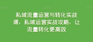 私域流量运营与转化实战课,私域运营实战攻略,让流量转化更高效-第一资源库