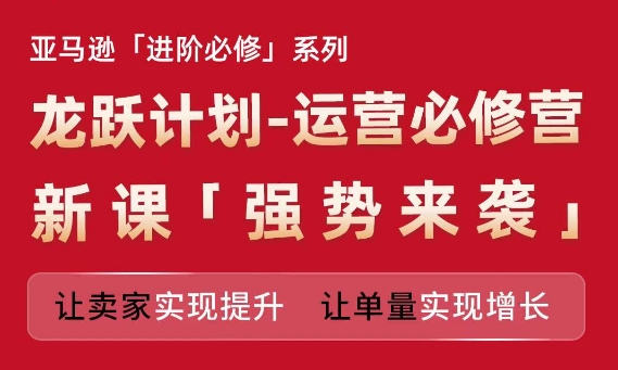 亚马逊进阶必修系列,龙跃计划-运营必修营新课,让卖家实现提升 让单量实现增长-第一资源库