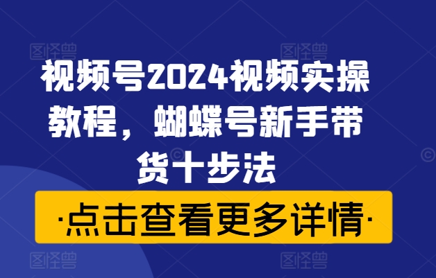 视频号2024视频实操教程,蝴蝶号新手带货十步法-第一资源库