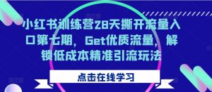 小红书训练营28天撕开流量入口第七期,Get优质流量,解锁低成本精准引流玩法-第一资源库