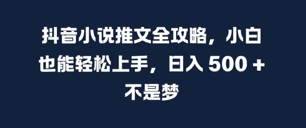 抖音小说推文全攻略，小白也能轻松上手，日入 5张+ 不是梦【揭秘】-第一资源库