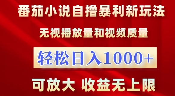 番茄小说自撸暴利新玩法，无视播放量，轻松日入1k，可放大，收益无上限【揭秘】-第一资源库
