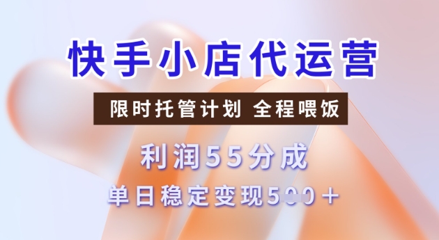 快手小店代运营3.0，模式新升级，收益55分，稳定单日5张【揭秘】-第一资源库